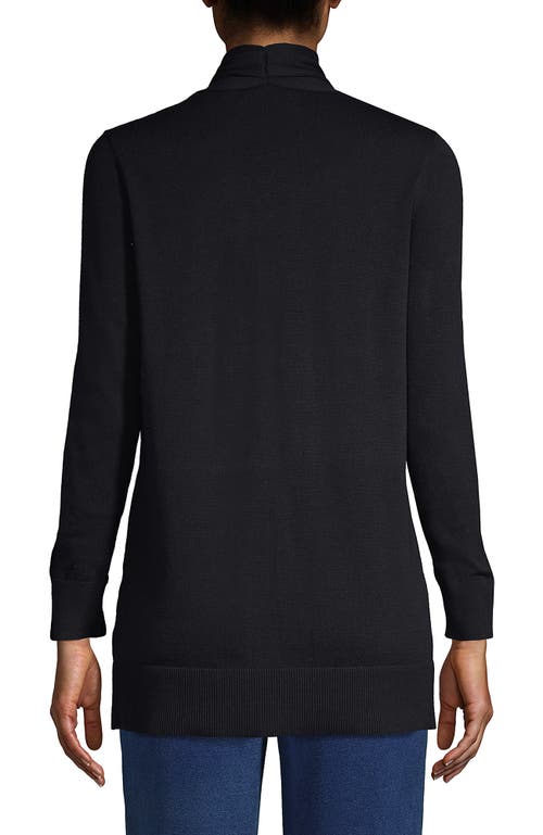 Lands' End Long Sleeve Open Long Cardigan Sweater In Black