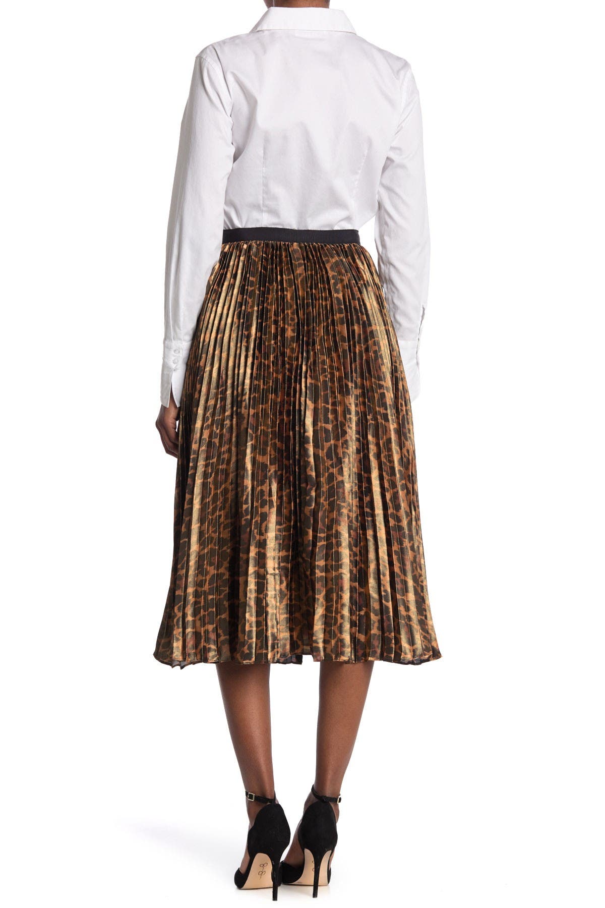 j crew pleated leopard midi skirt