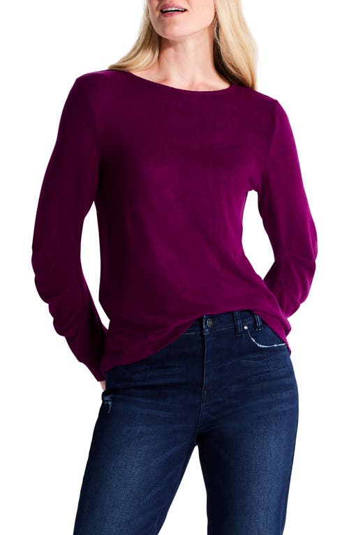 NZT by NIC+ZOE Sweet Dreams Ruched Sleeve Top in Mulberry