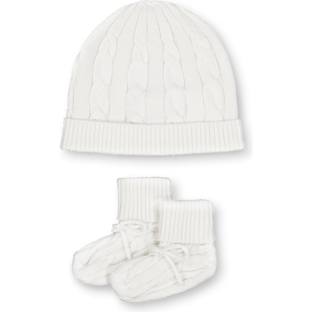 Hope & Henry Baby Organic Cotton Sweater Beanie And Bootie Set In Soft White