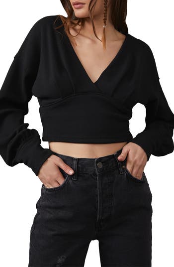 Black Yue Long Sleeve Cropped Top – CHANCE