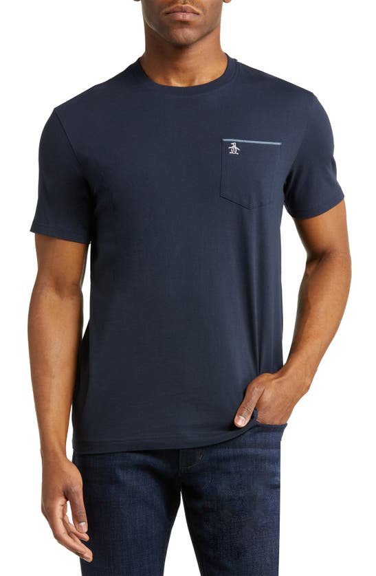 Original Penguin Crewneck Pocket T-shirt In Dark Sapphire