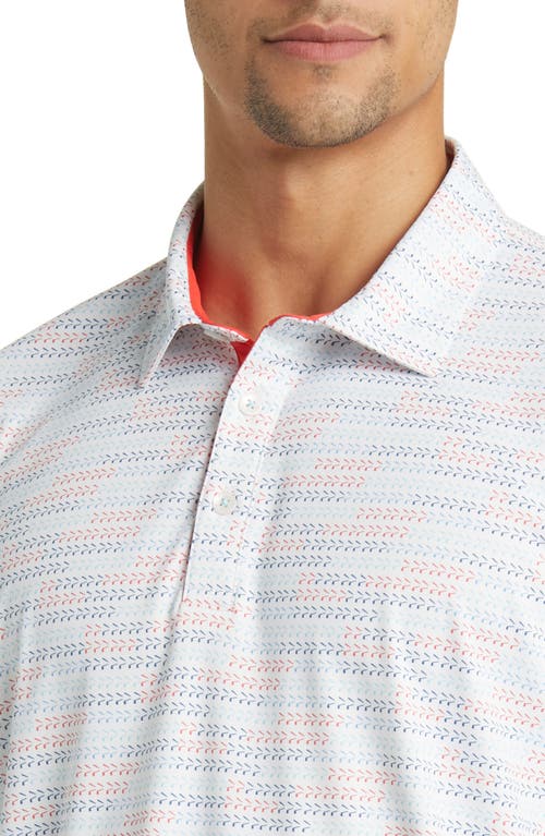 Shop Swannies Carlson Modern Fit Stripe Performance Golf Polo In Grey/coral