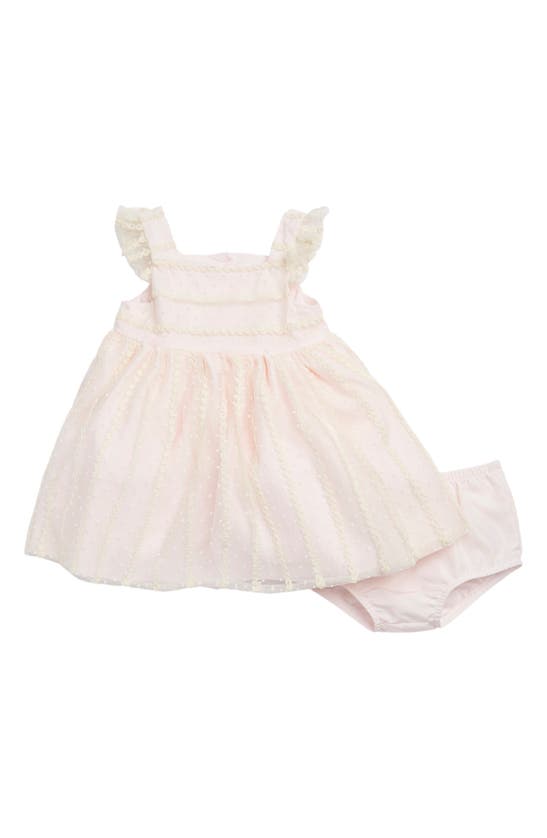 Pastourelle By Pippa & Julie Babies' Embroidered Flutter Sleeve Dress In Light Pink/ Ivory