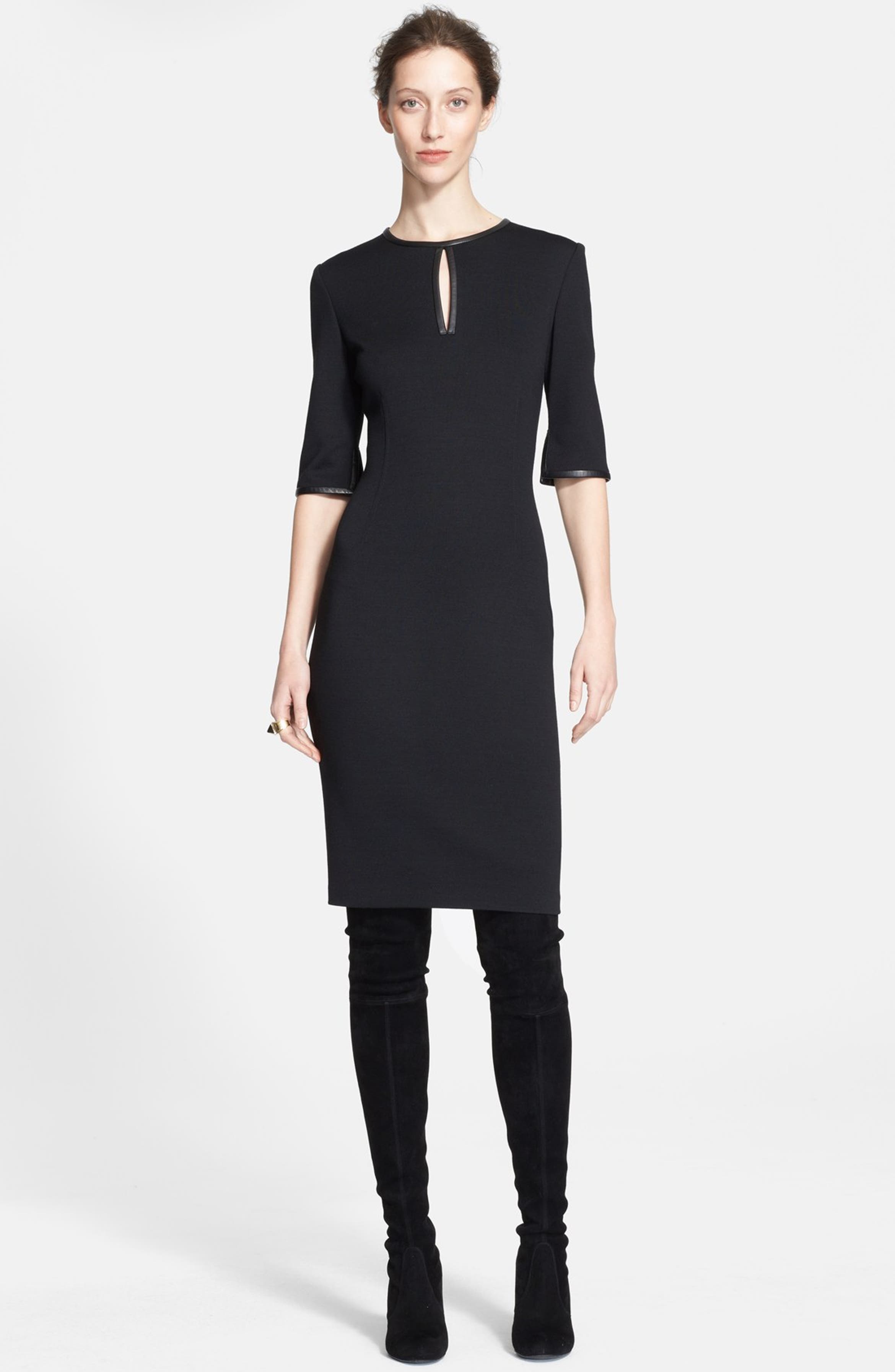 St. John Collection Leather Detail Milano Knit Dress (Online Only ...