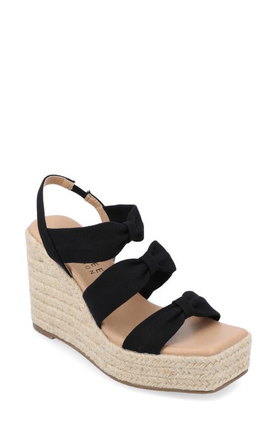 Journee Collection Tru Comfort Santorynn Platform Wedge Espadrille Sandal In Black
