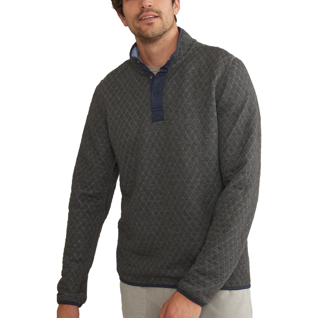 Marine Layer Corbet Quilt Jacquard Reversible Pullover In Light Blue/charcoal