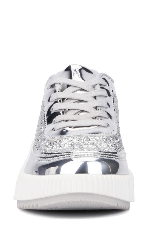 New York And Company Tana Platform Sneaker In Silver Glitter