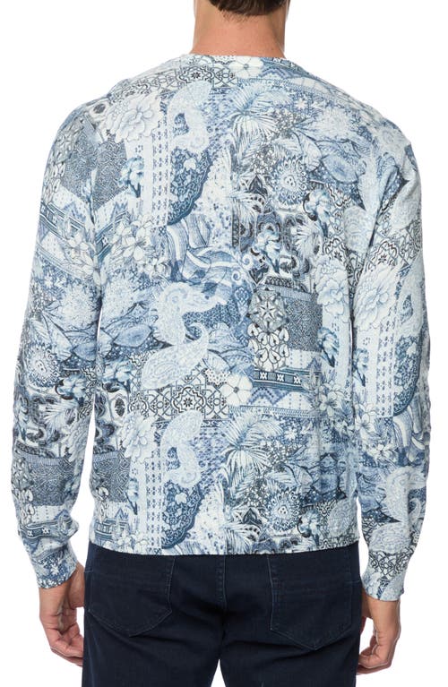 Shop Robert Graham Valtos Mosaic Paisley Cotton & Linen Sweater In Blue