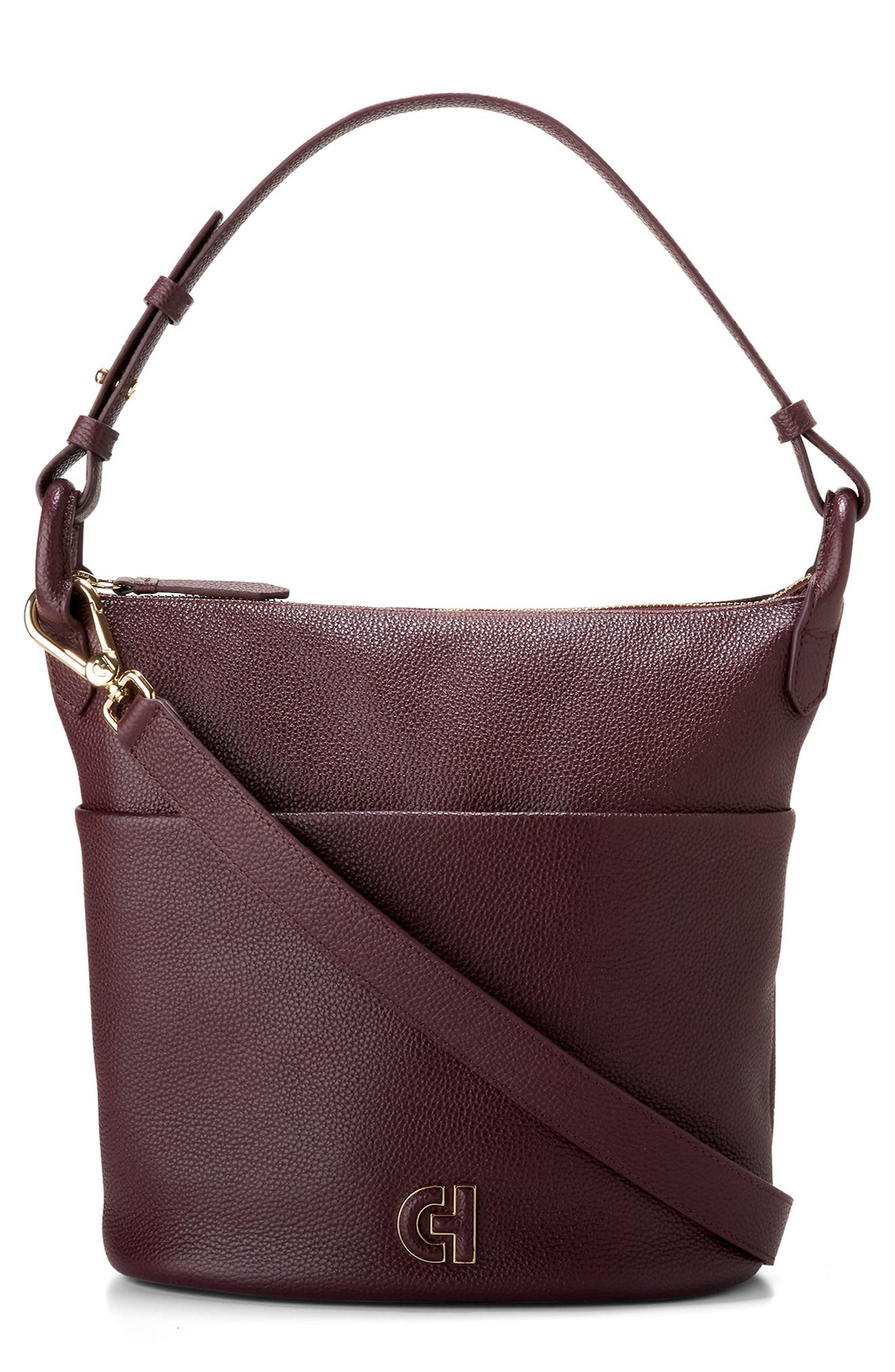 Cole Haan Essential Soft Leather Bucket Bag in Bloodstone 