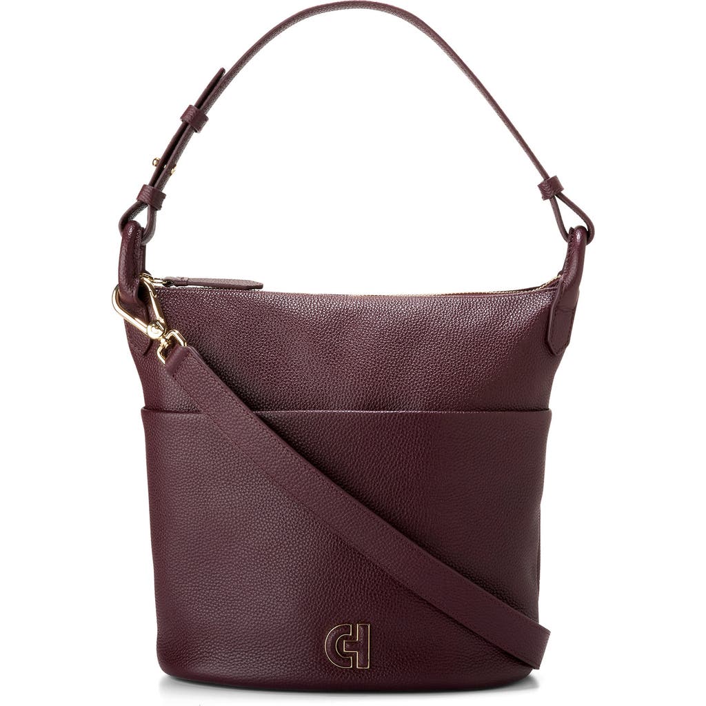 Cole Haan Essential Soft Leather Bucket Bag in Bloodstone