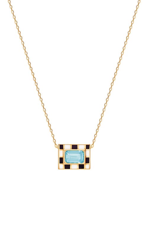 Mini Chess Pendant Necklace in Blue/gold
