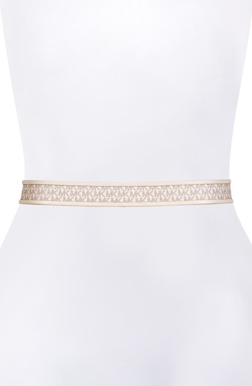 Shop Michael Michael Kors Two-tone Logo Belt In Vanilla/gold