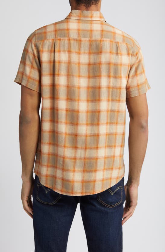 Shop Pendleton Dawson Plaid Short Sleeve Linen Blend Button-up Shirt In Earth/ Tan/ Rust Plaid