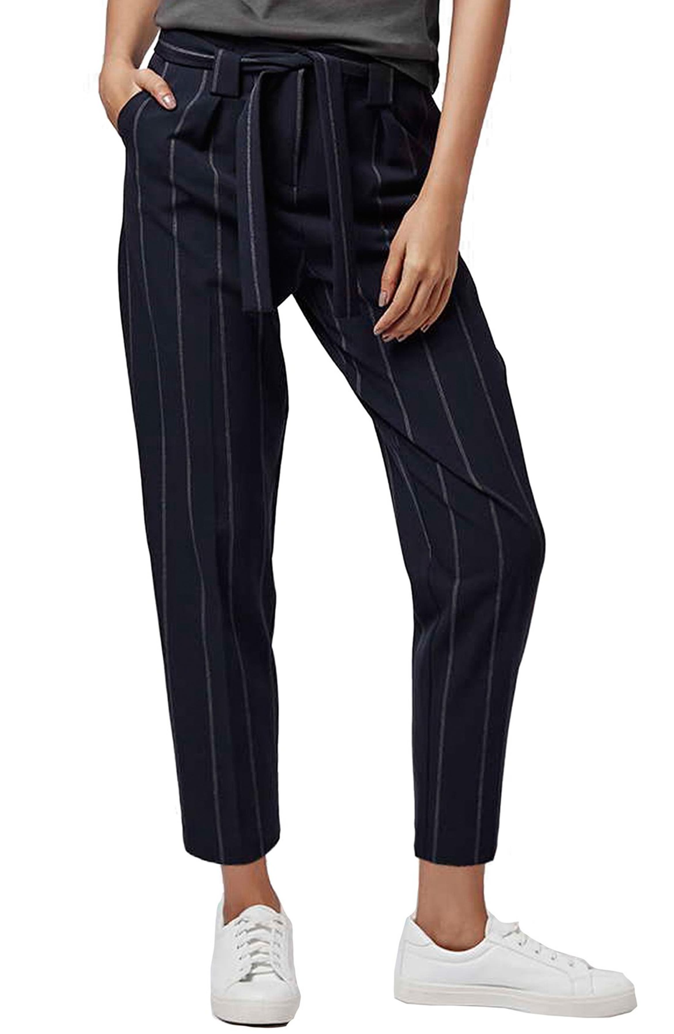 Topshop Belted Pinstripe Pants (Regular & Petite) | Nordstrom