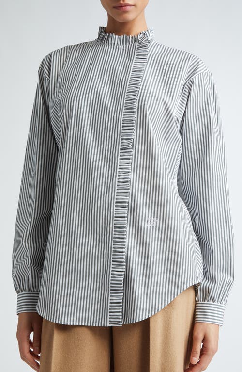 Shop Max Mara Didy Stripe Asymmetric Placket Silk Button-up Shirt