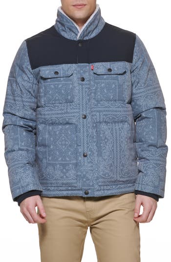 Levi's® Woodsman High Pile Fleece Puffer Jacket In Faded Blu Combo