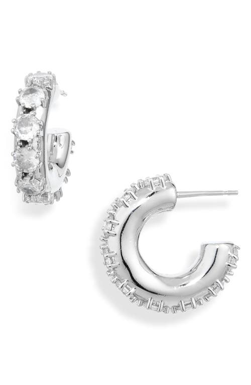 Shop Justine Clenquet Nina Crystal Hoop Earrings In Palladium