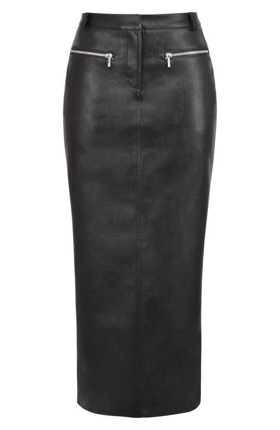 Shop House Of Cb Tana Faux Leather Maxi Skirt In Black