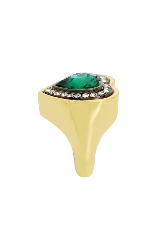 Shop Kurt Geiger London Heart Halo Cocktail Ring In Green