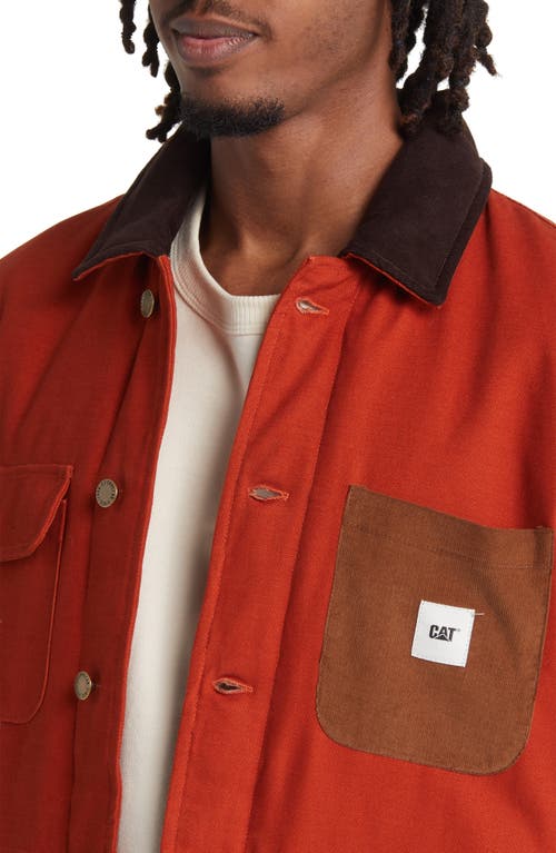 Shop Cat Wwr Mixed Media Chore Jacket In Sienna Red