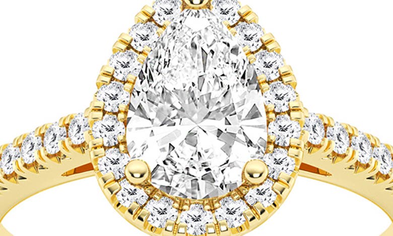Shop Badgley Mischka Collection 14k Gold Pear Cut Lab Created Diamond Halo Ring In Yellow
