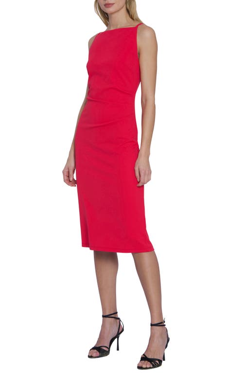 Shop Maggy London Side Ruched Sheath Dress In Raspberry