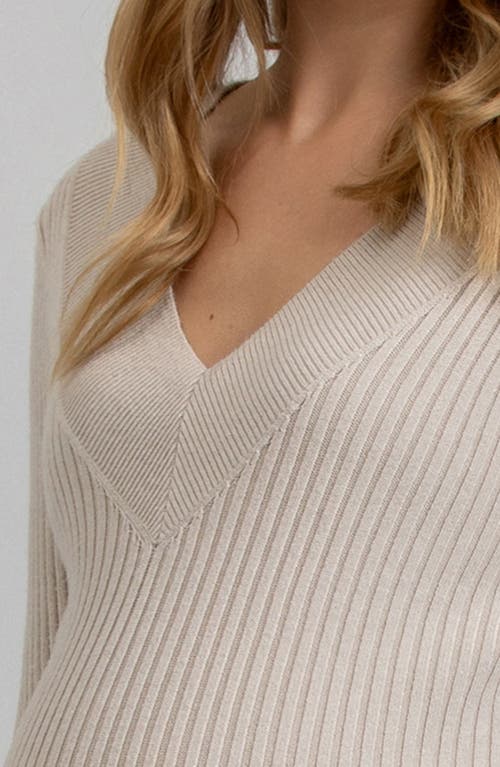 Pietro Brunelli Rib Long Sleeve Maternity Midi Sweater Dress In Light Beige