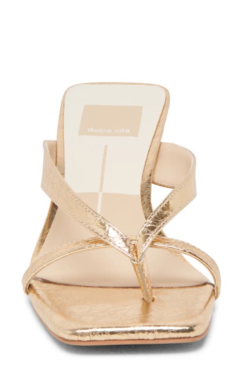 Dolce Vita Brevel Kitten Heel Flip Flop In Gold Distressed Leather