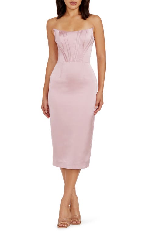 Cosette Strapless Satin Corset Cocktail Dress in Rose Canyon