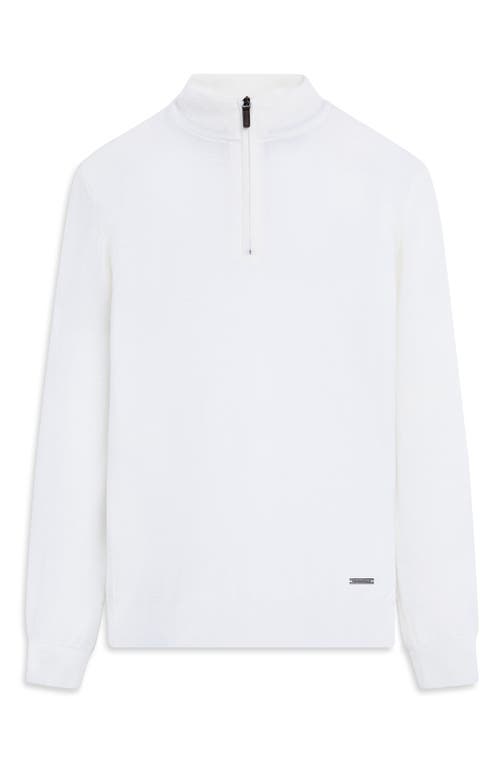 Bugatchi Merino Wool Quarter Zip Pullover In Chalk