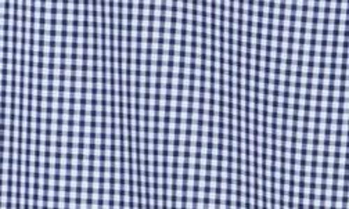 Shop David Donahue Gingham Check Casual Cotton Button-up Shirt In White/navy