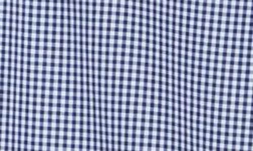 David Donahue Gingham Check Casual Cotton Button-up Shirt In White/navy