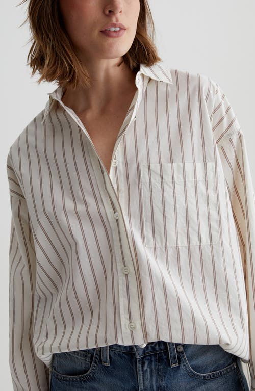 Shop Ag Brea Stripe Long Sleeve Cotton Button-up Shirt In Halo Stripe Neutral Multi