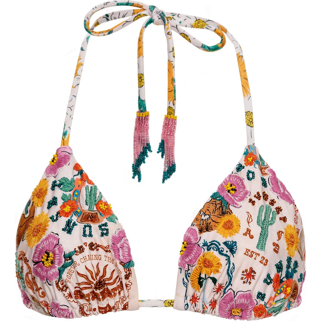 AGUA BENDITA AGUA BENDITA LOLITA NOPAL HAND EMBROIDERED TRIANGLE BIKINI TOP