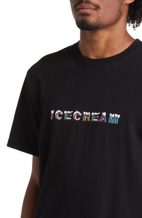 Icecream Snowfall Graphic T-shirt In Black