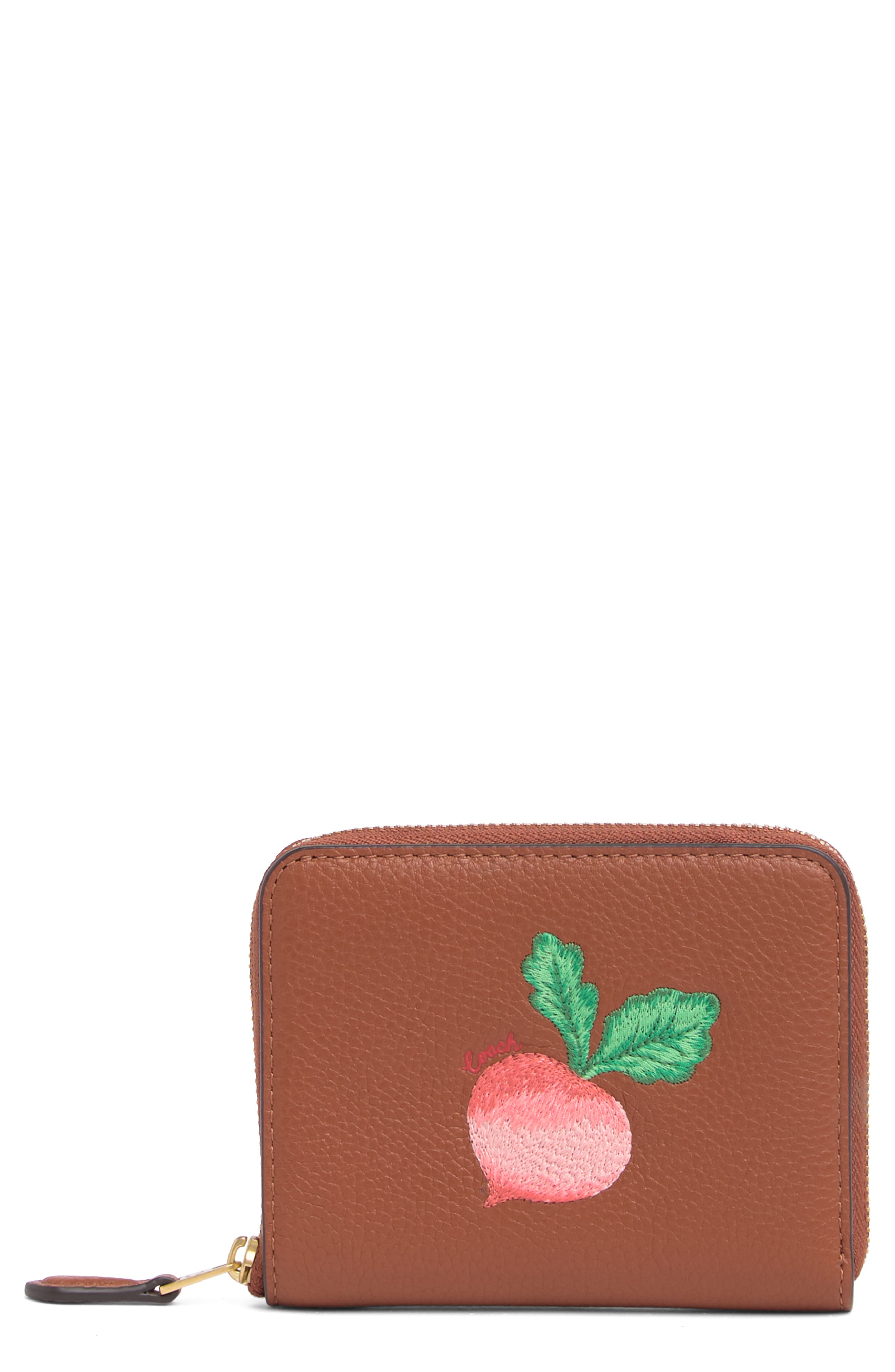 medium corner zip wallet in signature canvas with daisy print