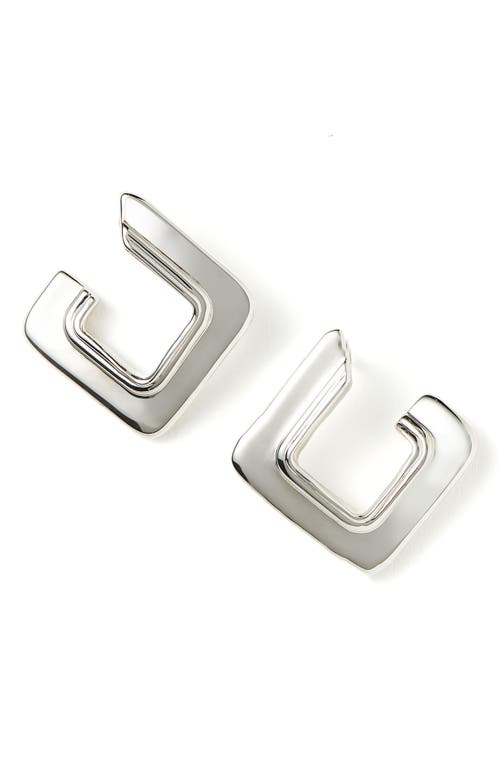 Missoma Enamel Haze Square Huggie Hoop Earrings in Silver