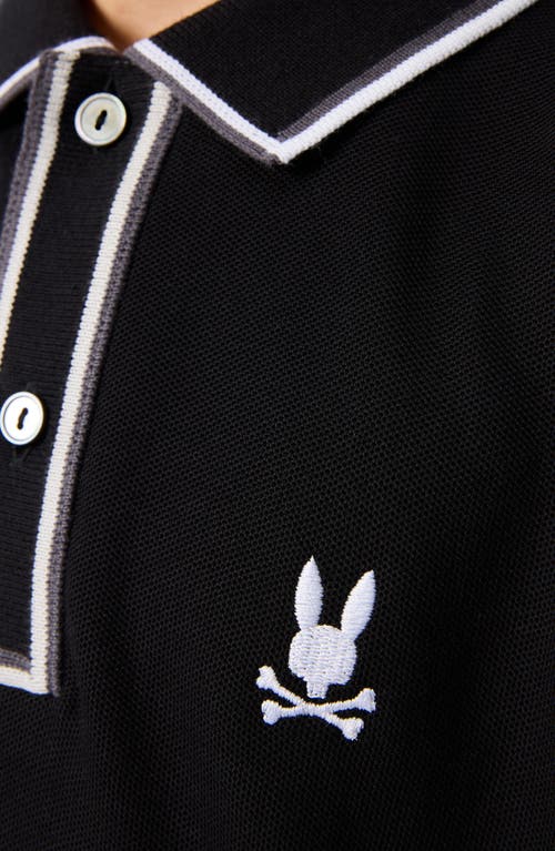 Psycho Bunny Kids' Kent Tipped Long Sleeve Cotton Polo In Black