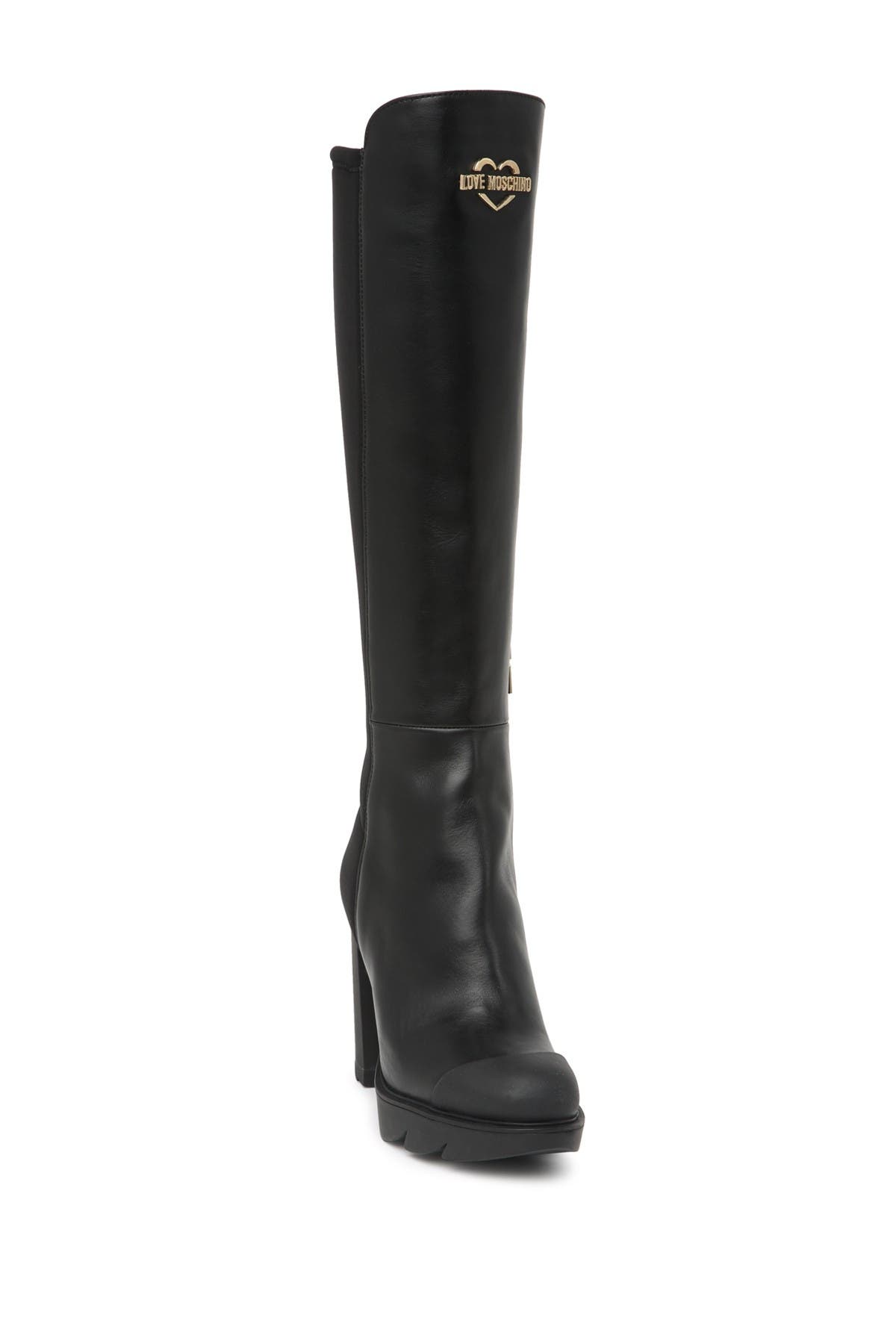 LOVE Moschino | Tall Leather Block Heel 
