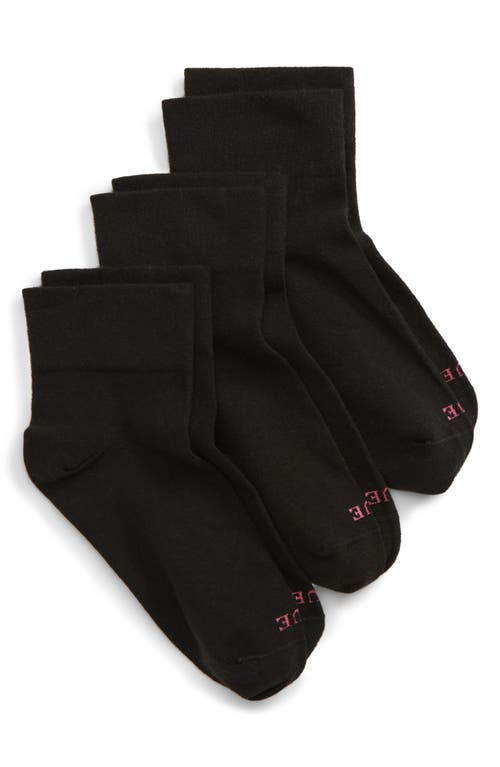 Hue Cotton Body 3-Pack Ankle Socks in Black Pack at Nordstrom