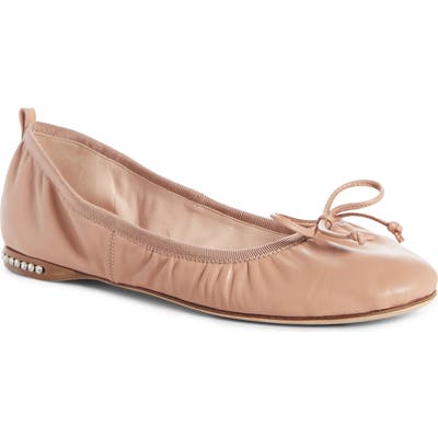 Miu Miu Bow Ballerina Flat - Beige