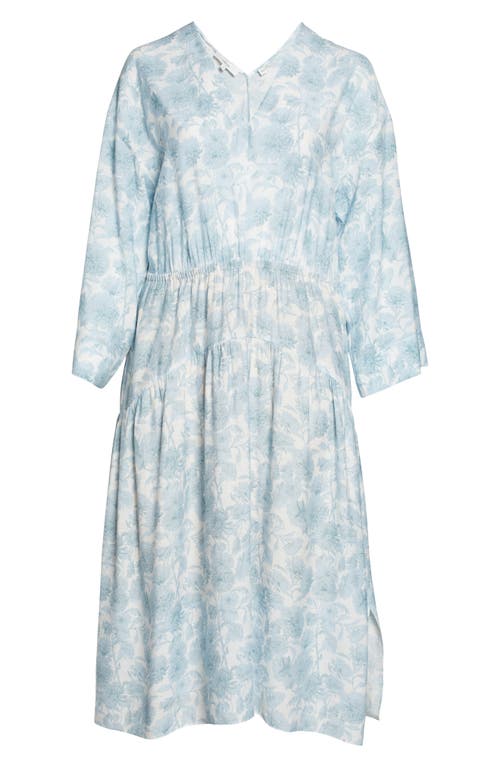 VINCE VINCE DAHLIA PRINT LONG SLEEVE MIDI DRESS