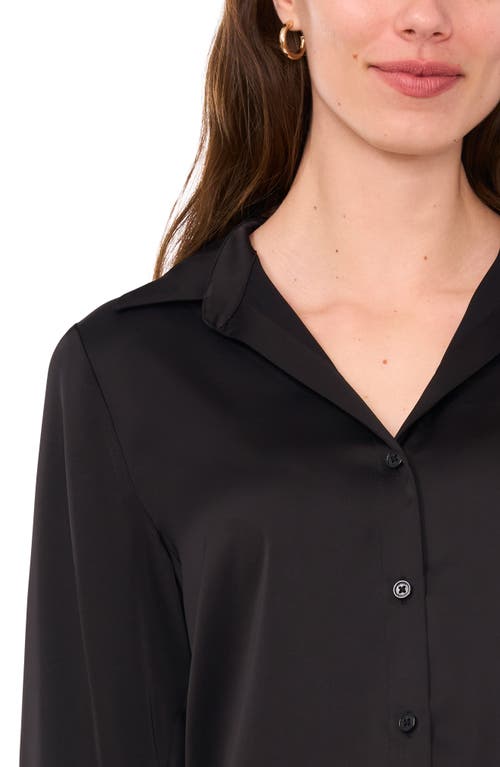 Shop Halogenr Halogen(r) Long Sleeve Satin Button-up Shirt In Rich Black