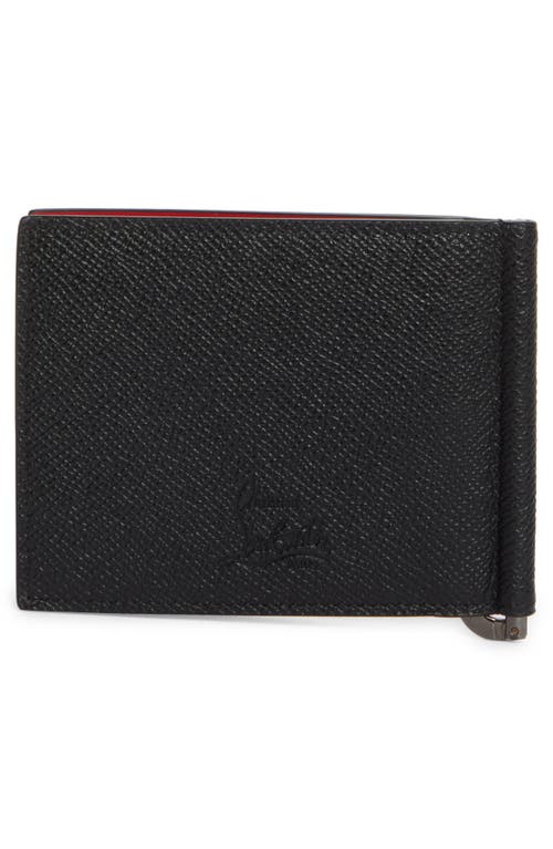 Christian Louboutin Groovy Full-grain Leather Billfold Wallet With Money Clip In Black/black