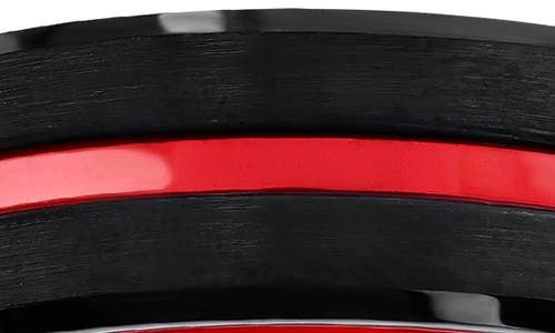 Blackjack Tungsten Two-tone Ring In Black/red