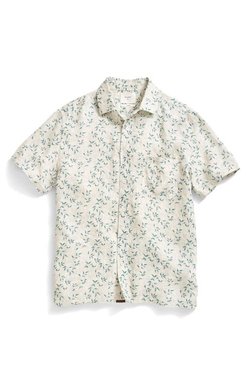 Billy Reid Leaf Print Short Sleeve Linen Button-Up Shirt Tropic Teal at Nordstrom,