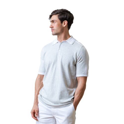 Shop Hope & Henry Mens' Short Sleeve Sweater Polo In Light Gray Heather Colorblock