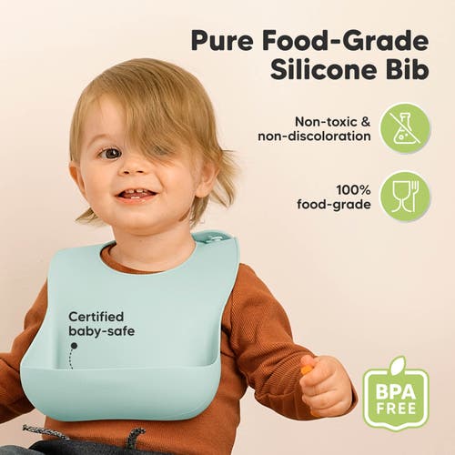 Keababies Prep Silicone Bibs In Pastel Sky