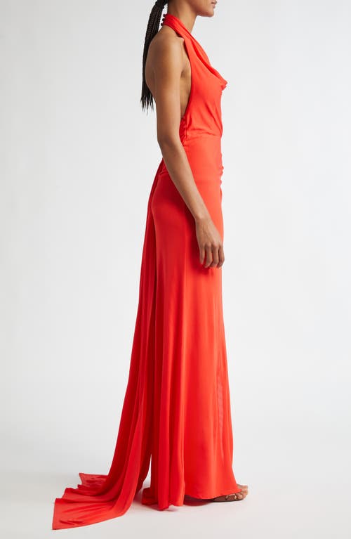 Shop Staud Julius Halter Maxi Dress In Red Rose